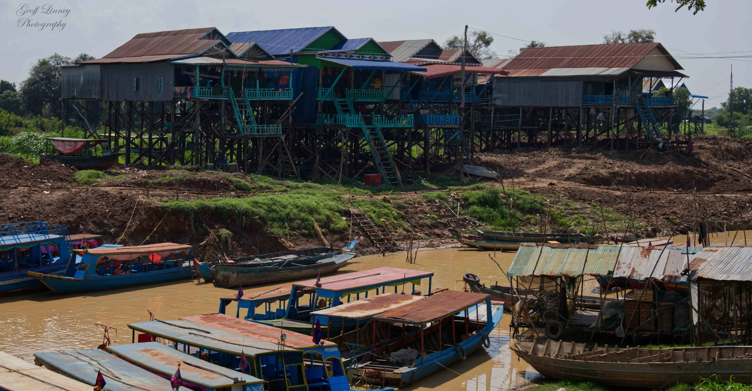 Kampong Phluk dry season. Water rises to top of stilts in wet season