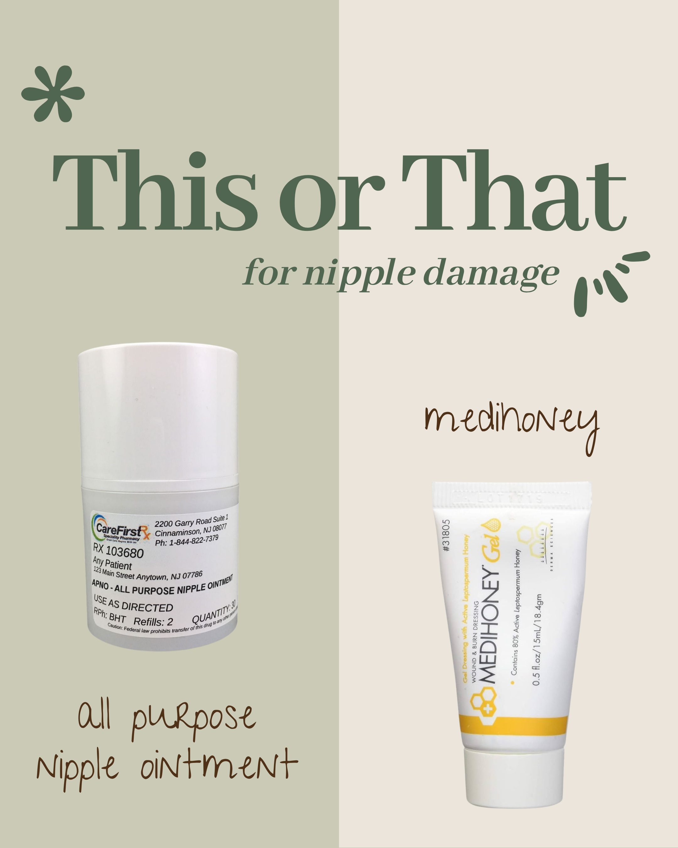 All Purpose Nipple Ointment (APNO) or Medihoney for Nipple Damage