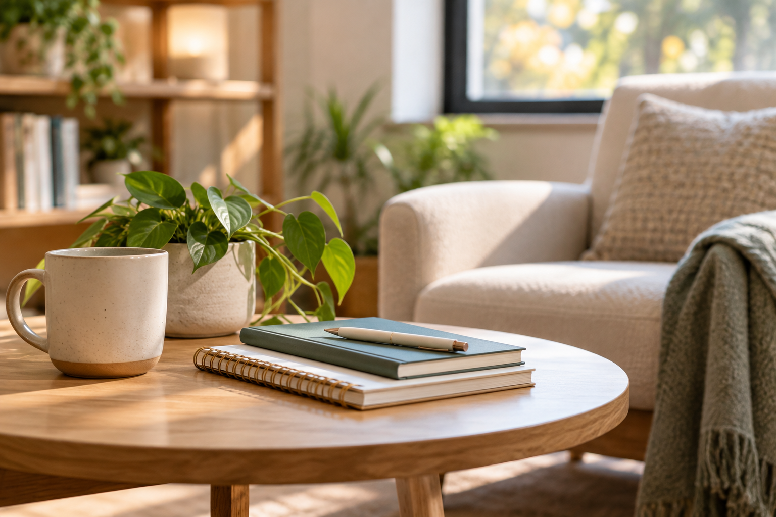 Comfortable therapy office setting representing focused OCD intensive treatment and ERP therapy at Cope & Calm Counseling.
