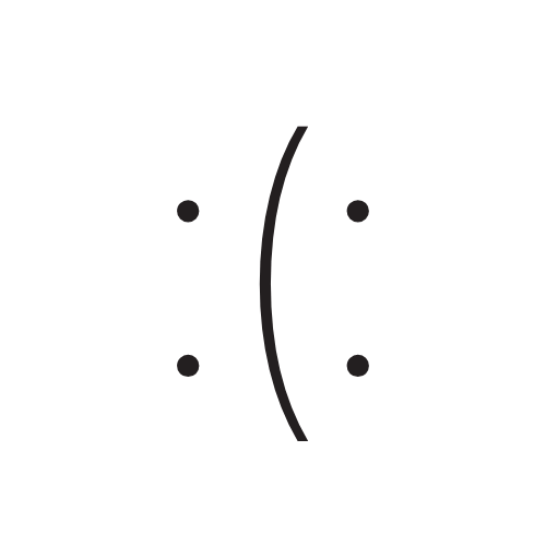 Smile emoji with four black dots and a curved line on a white circular background.