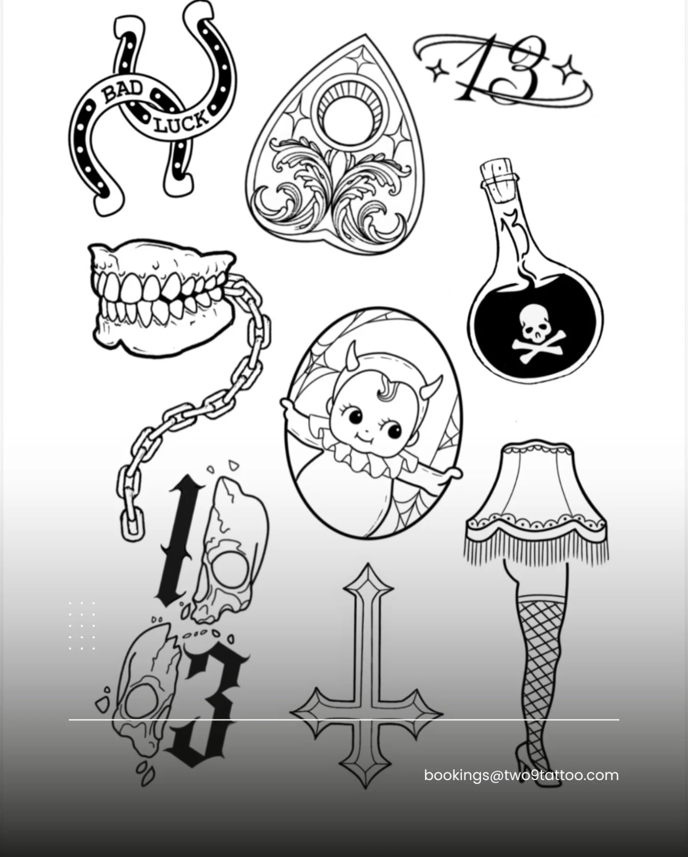 Friday 13th Flash (Available to tattoo on 13th Feb!!) DM for all bookings 🖤😮&zwj;💨