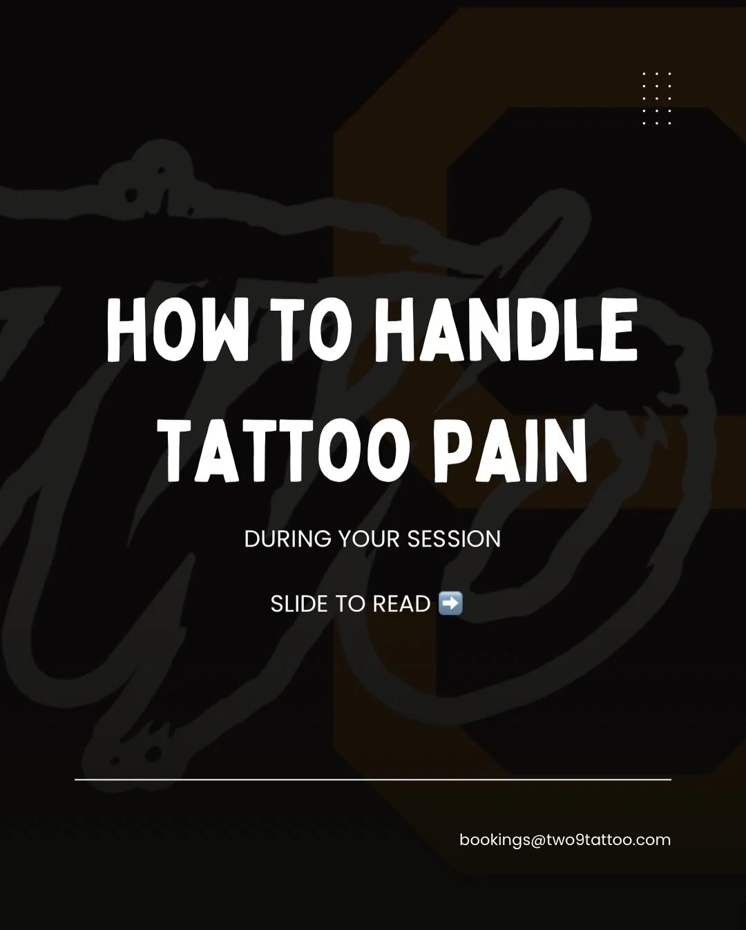 Swipe left to see some helpful tips to ease pain throughout your session! A lot of clients describe tattoo pain as a cat scratch on sunburn. But simple things like making sure you&rsquo;ve eaten and are well rested can help the session feel easier 🖤