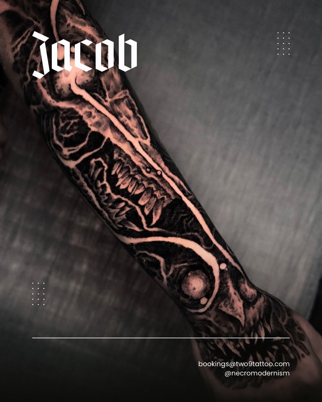 Sleeve addition by @necromodernism! 

Books are open so DM us or Jacob directly for bookings and quotes! ☺️