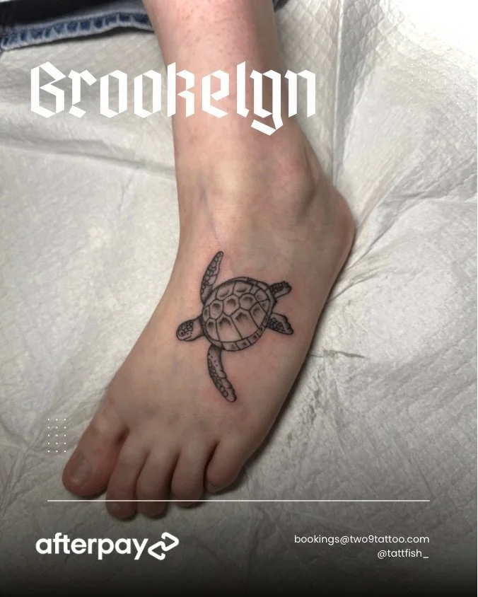 Some tattoos by Brookelyn! 🐢🐢

Done by @tattfish_ 🖤

Afterpay Available ✨