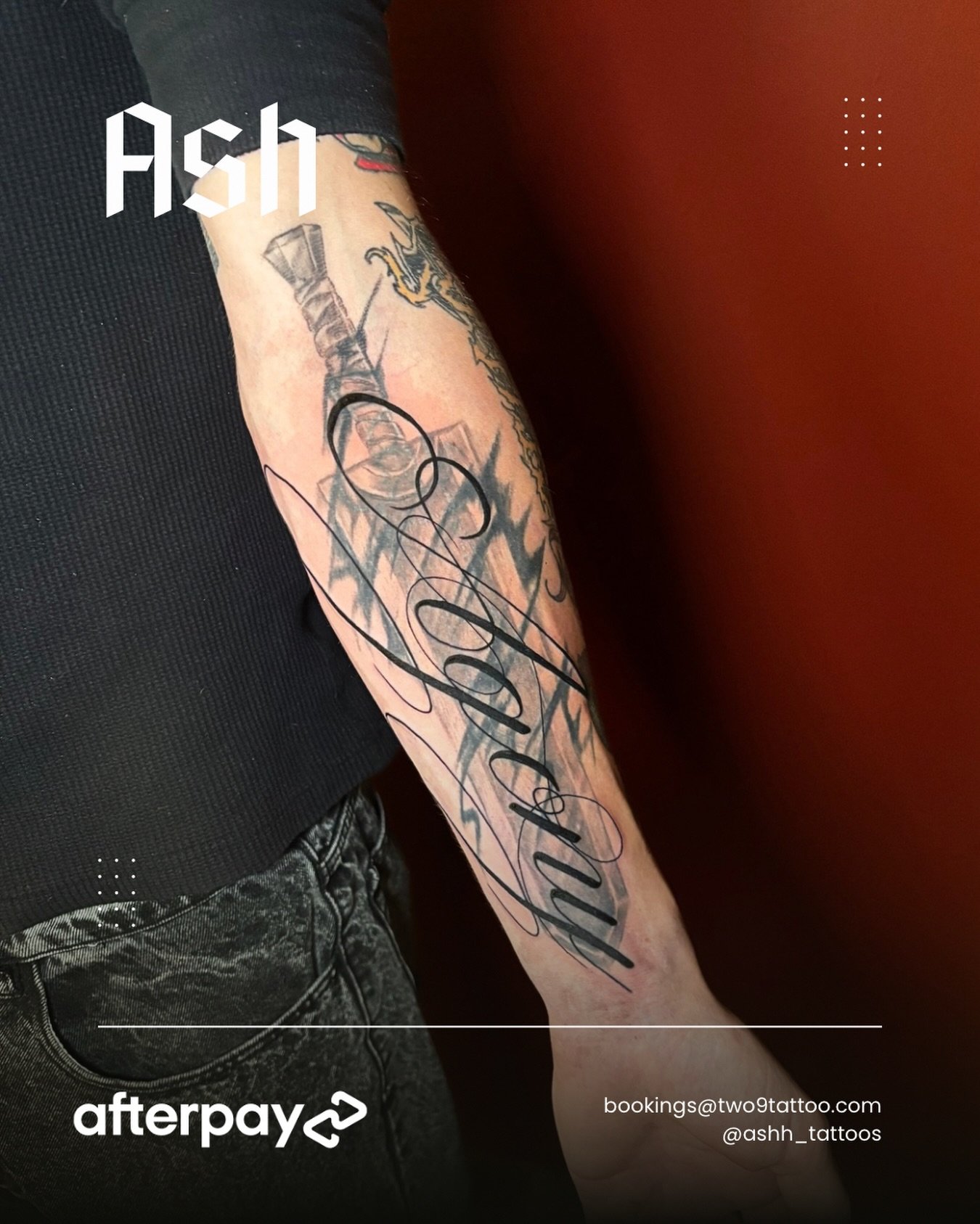 Custom script by Ash! Ash is looking to take on more script pieces so DM us for a quote or chat!! 

Done by @ashh_tattoos 🖤

Afterpay Available ✨