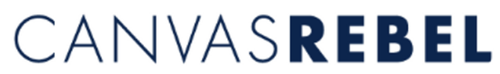 Canvas Rebel logo with the word 'CANVAS' in blue and 'REBEL' in navy blue.