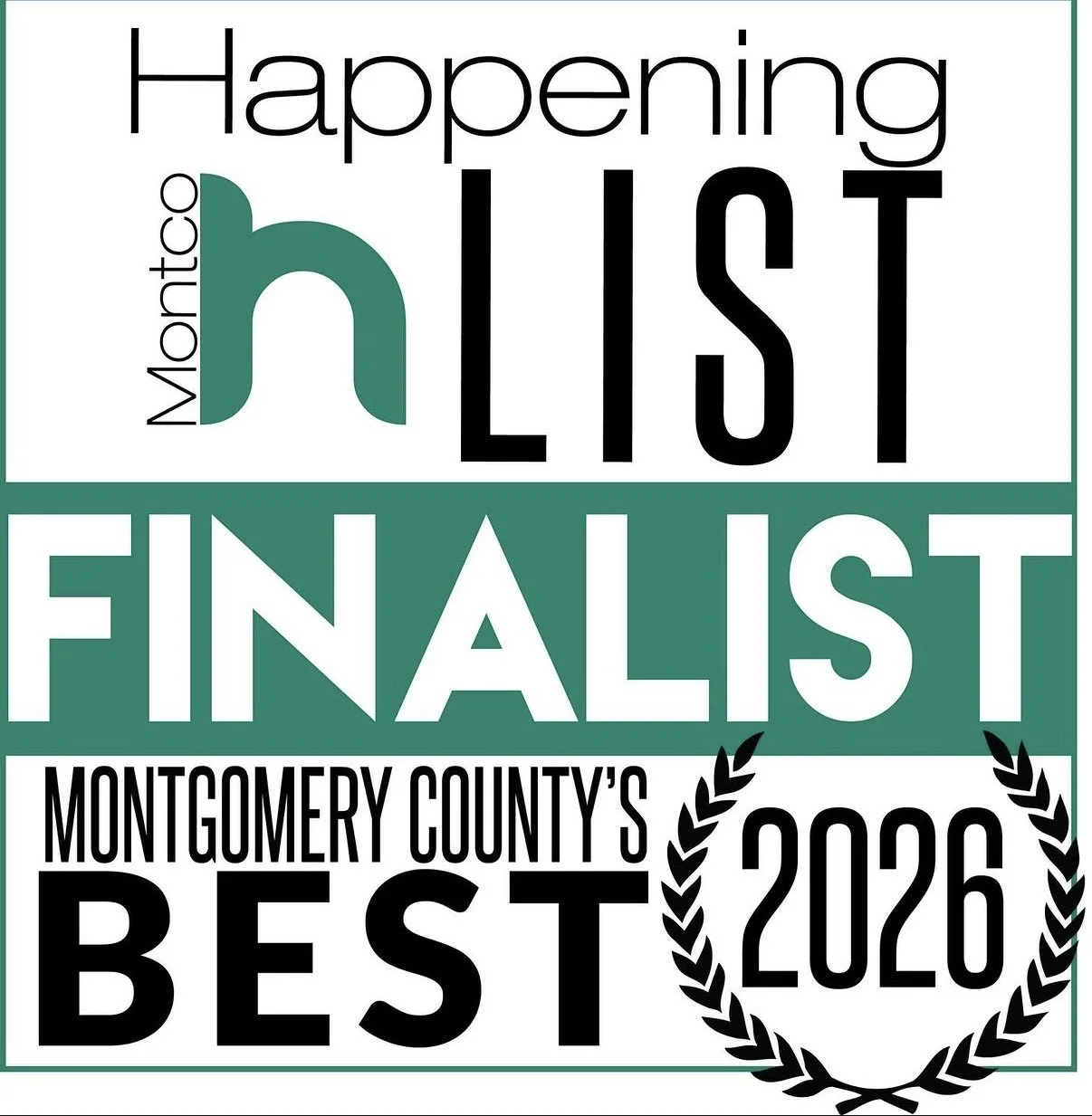Announcement for the Montgomery County Hometown Best List Finalist for 2026, featuring text and a laurel wreath graphic.
