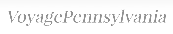 Voyage Pennsylvania logo in gray cursive font.
