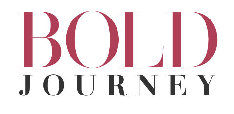 Text reading "BOLD JOURNEY" with "BOLD" in large pink letters and "JOURNEY" in smaller black letters.