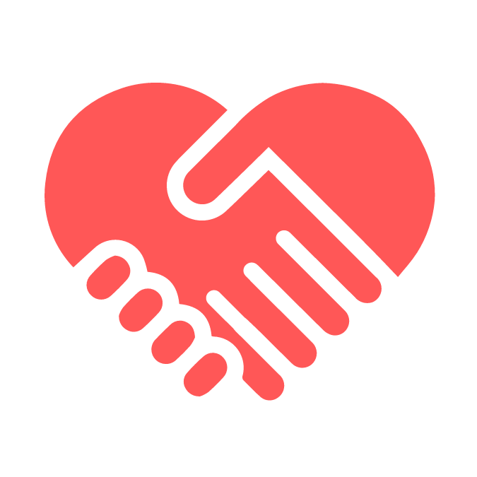 red icon hands shaking heart shape