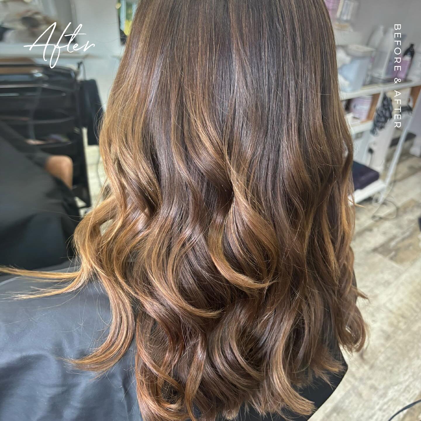 Caramel pops for this gorgeous lady @katiejeanes 
#healthyhair #shine @originalmineral 🫶🏼