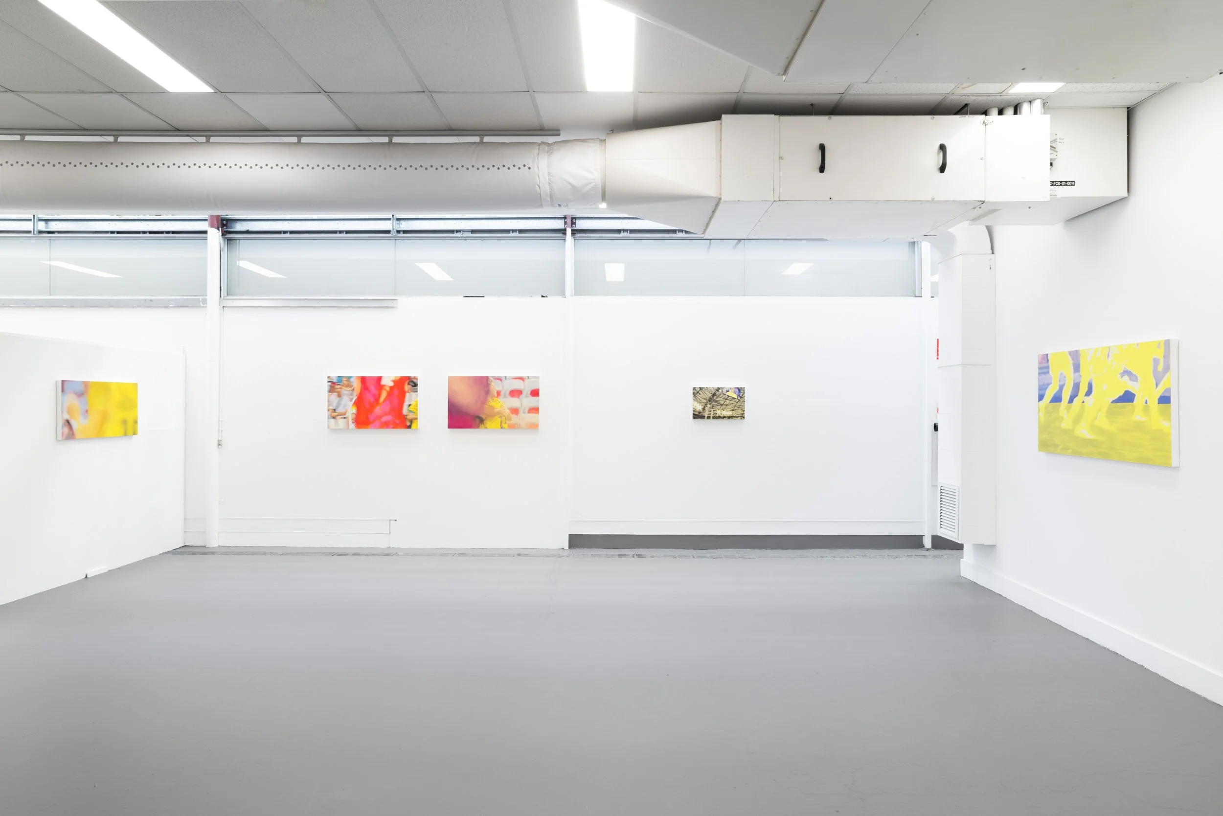 Installation view Curtin Grad Show 2024. Oil on canvas, dimensions variable. Photo: Dan McCabe.