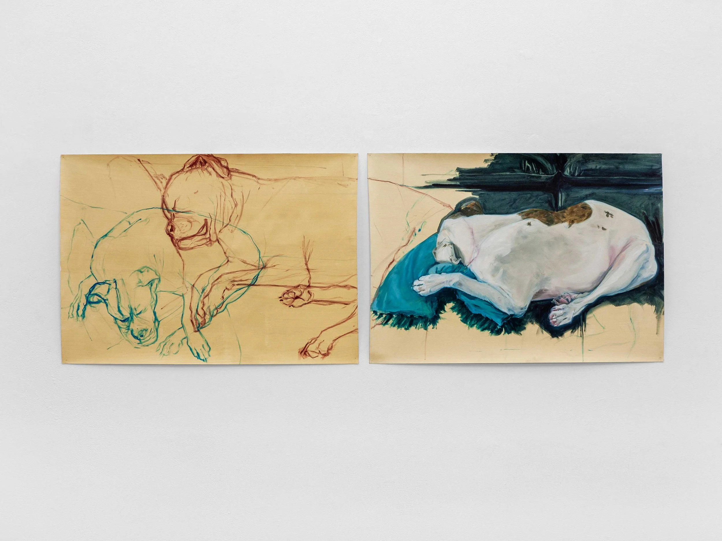 Untitled (Bella), 2023, oil on unstretched canvas, diptych 42 x 59.4 cm each