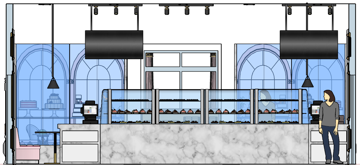 South Elevation, behind the registers