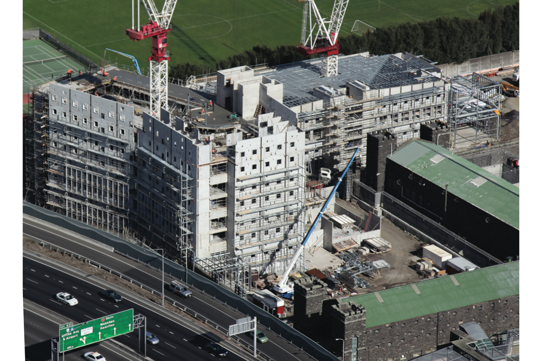 Structural steel construction at the Mt Eden Prison redevelopment project in Auckland