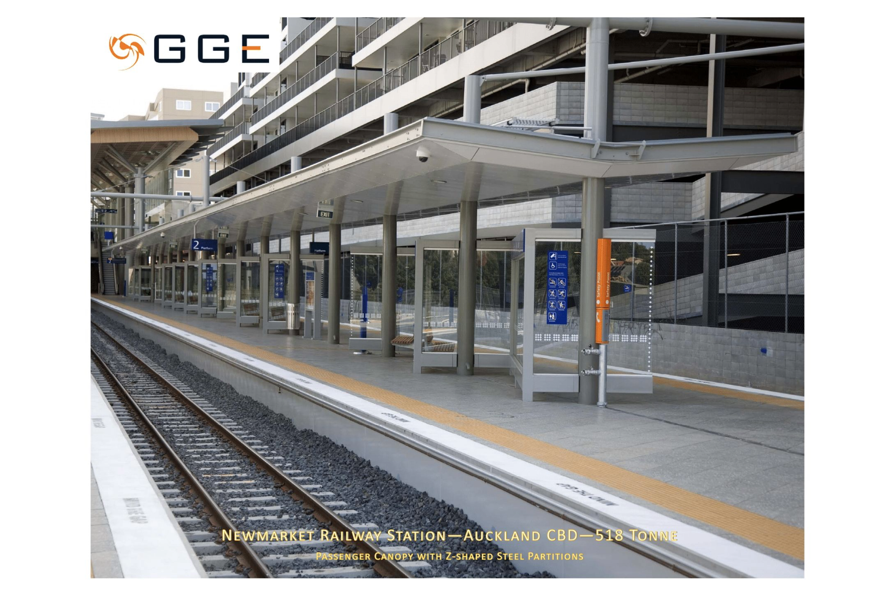 Structural steel construction and platform canopy works at Newmarket Railway Station in Auckland