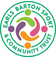 Logo for Earls Barton Sport & Community Trust with colorful abstract human figures forming a circle