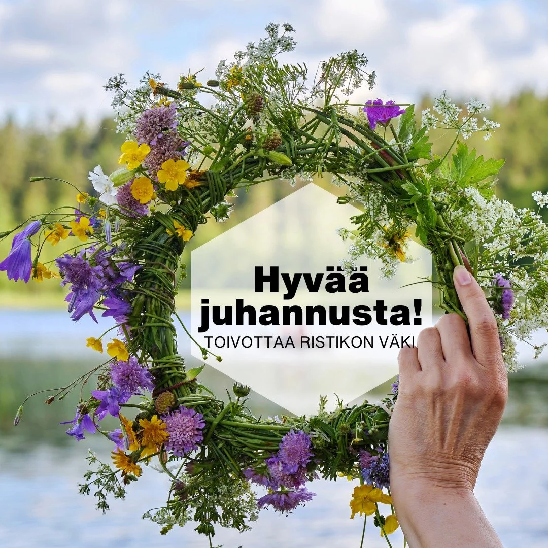 🌼 Hyv&auml;&auml; juhannusta! 🌼

Toivomme, ett&auml; juhannuksesi on t&auml;ynn&auml; aurinkoa, herkullisia hetki&auml; ja mukavaa yhdess&auml;oloa. 

Kiitos asiakkaillemme, yritt&auml;jillemme ja kaikille Ristikon toimijoille kuluneesta kev&auml;&