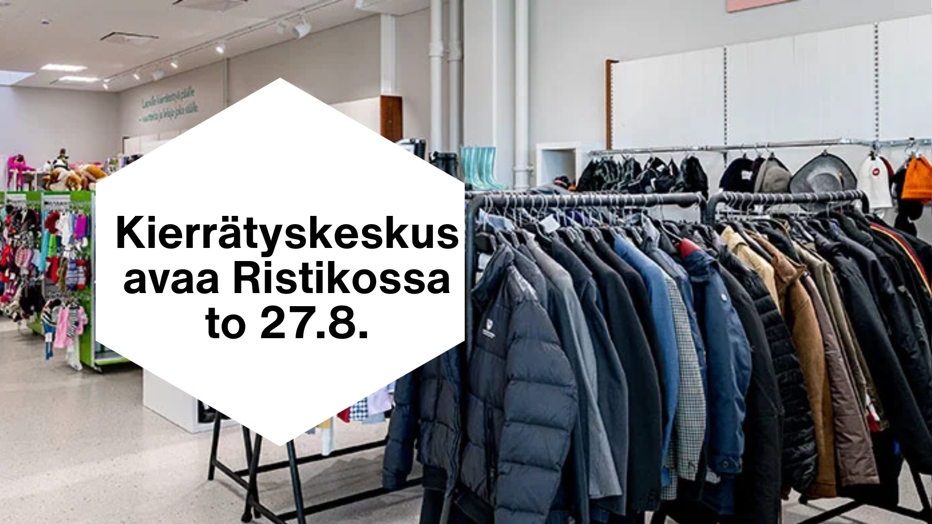 Kierrätyskeskuksen myymälä Kauppakeskus Ristikkoon