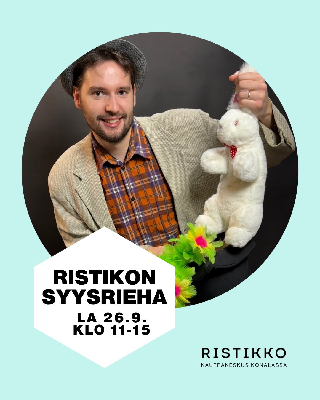RISTIKON SYYSRIEHA LAUANTAINA 26.9. KLO 11&ndash;15

Tervetuloa viett&auml;m&auml;&auml;n koko perheen iloista syysp&auml;iv&auml;&auml; Kauppakeskus Ristikkoon! P&auml;iv&auml;n aikana luvassa on taikuutta, ilmapallohahmoja, kasvomaalausta, glittere