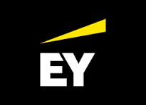 EY logo with a yellow accent on a black background