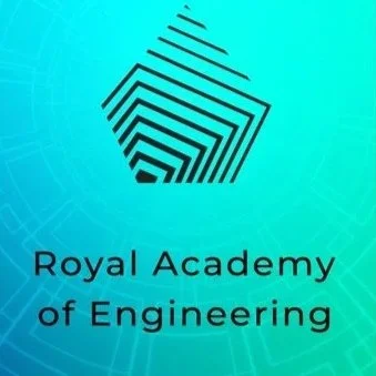 Logo of the Royal Academy of Engineering featuring a stylized geometric emblem and text