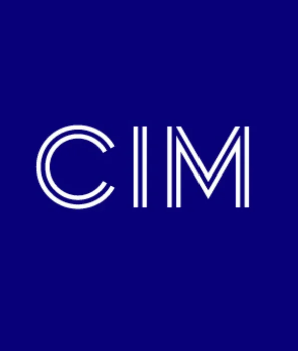 A dark blue background with the white acronym 'CIM' centered.
