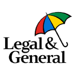 Legal & General logo with an umbrella icon in red, blue, yellow, and green.