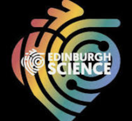 Colorful logo with a stylized fingerprint and the text 'EDINBURGH SCIENCE' over a black background.
