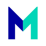 Stylized letter 'M' with a teal upper half and a navy lower half.