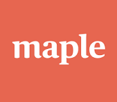 Maple logo with white text on a red background