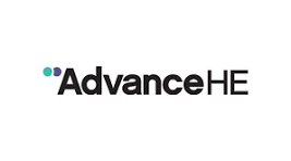 AdvanceHE logo with black text and two teal dots.