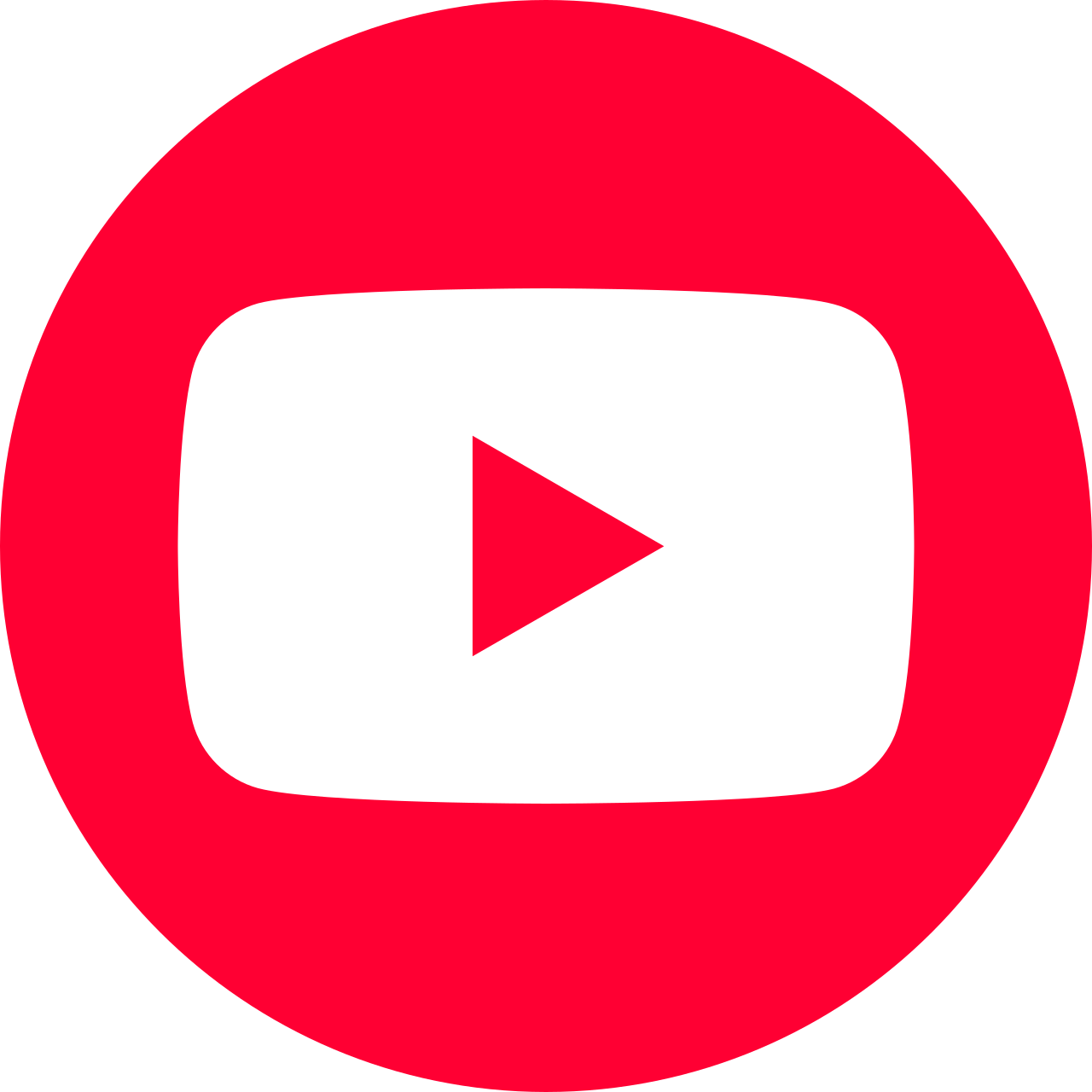 You Tube logo with white play button icon in the center