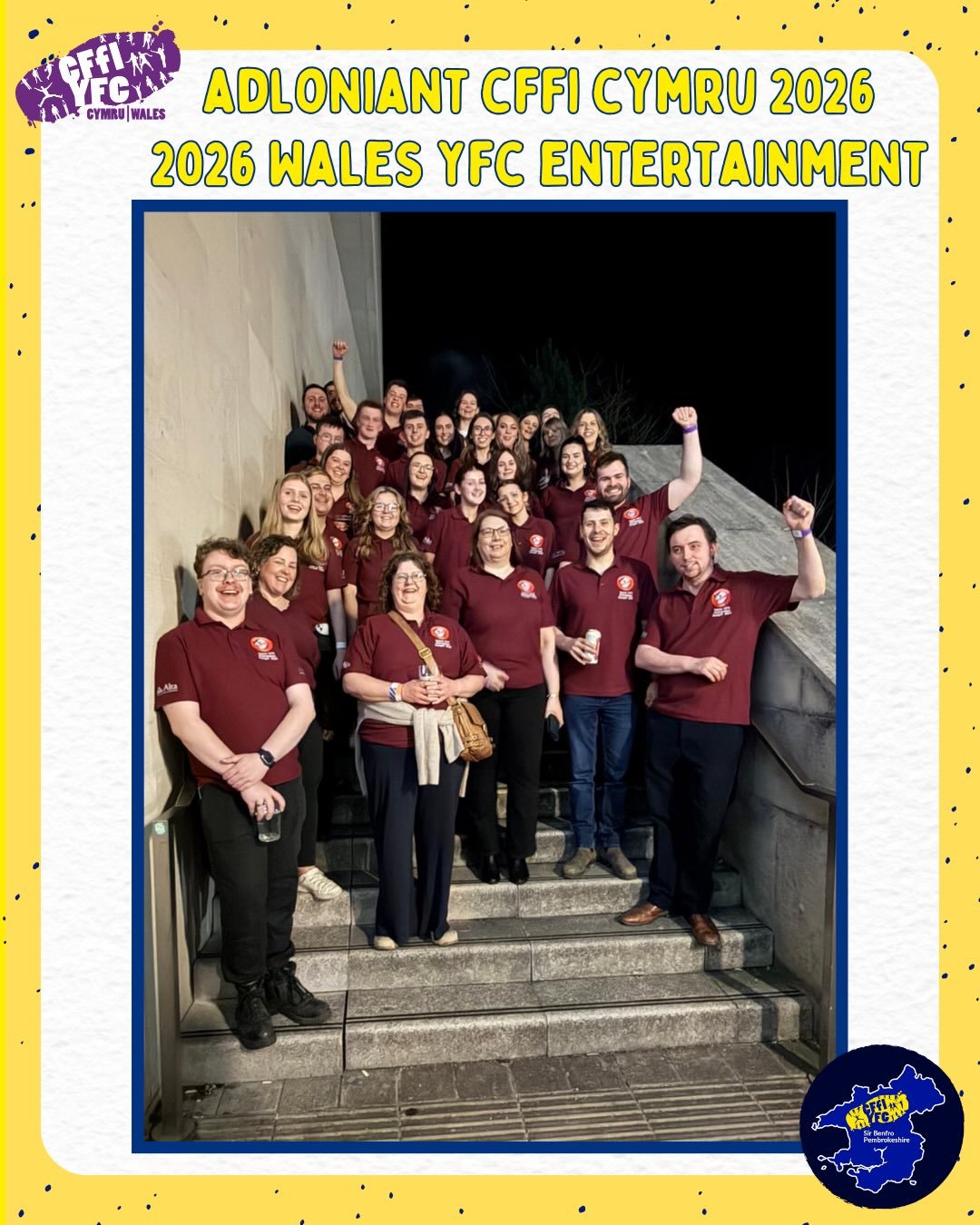 🎭 Sir Benfro ym Mangor &bull; Pembs in Bangor 🎭 

Penwythnos diwethaf, aeth yr aelodau i Fangor ar gyfer Rowndiau Terfynol Adloniant CFfI Cymru! 🚌

Ddydd Sadwrn, cynrychiolodd Abergwaun y Sir yng nghystadleuaeth yr Iaith Gymraeg, a daethant yn 5ed