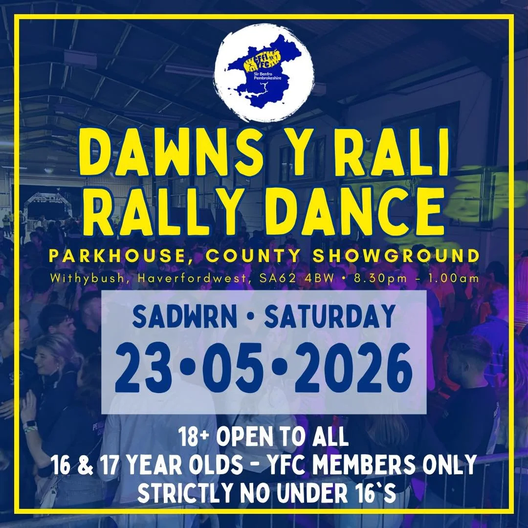 🪩 𝐃𝐀𝐖𝐍𝐒 𝐘 𝐑𝐀𝐋𝐈 𝟐𝟎𝟐𝟔 𝐑𝐀𝐋𝐋𝐘 𝐃𝐀𝐍𝐂𝐄 🪩 

🎟️ 🔗  https://pembrokeshireyfc.ticketsrv.co.uk/

⚠️ Members will need to enter their membership number to purchase member tickets. 

❗️16 &amp; 17 year olds must be Pembrokeshire YFC mem
