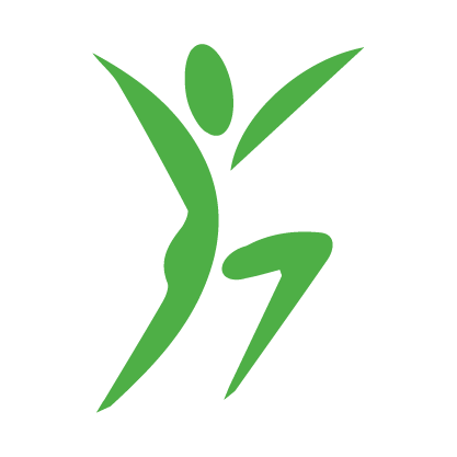 Innenraum eines Physiotherapie- oder Fitnessstudios mit Gymnastikbällen, Sprossenwand, Fitnessgeräten und einem Bürobereich.