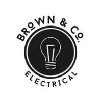 Logo for Brown & Co. Electrical featuring a light bulb illustration within a circular design.