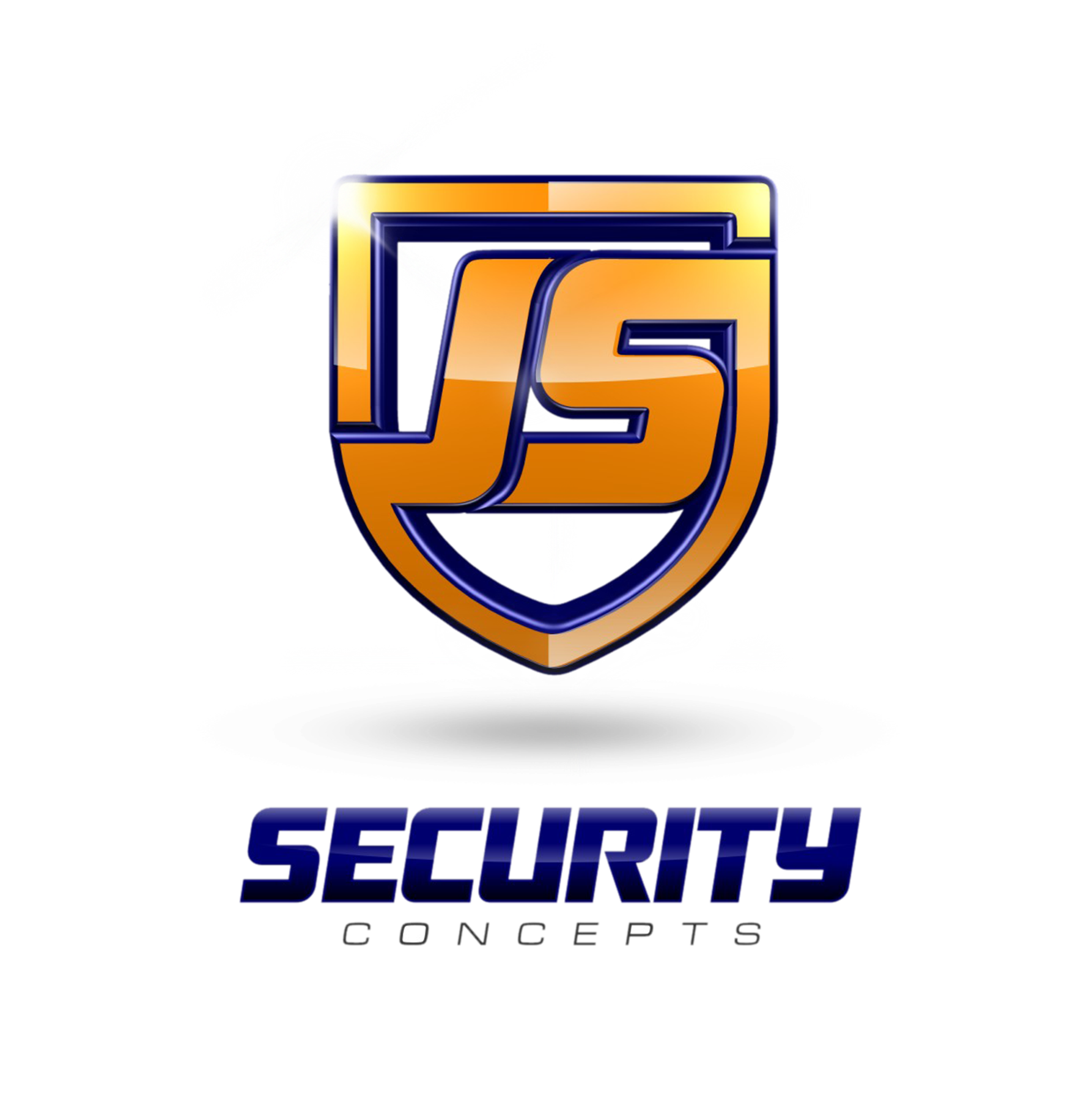 Logo with orange and blue shield featuring JS letters above text "Security Concepts".