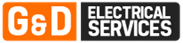 G&D Electrical Services logo with orange and black design.