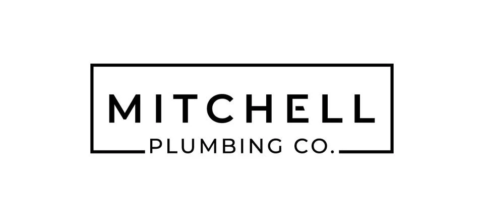 Logo of Mitchell Plumbing Co. with bold, uppercase font within a rectangular border.