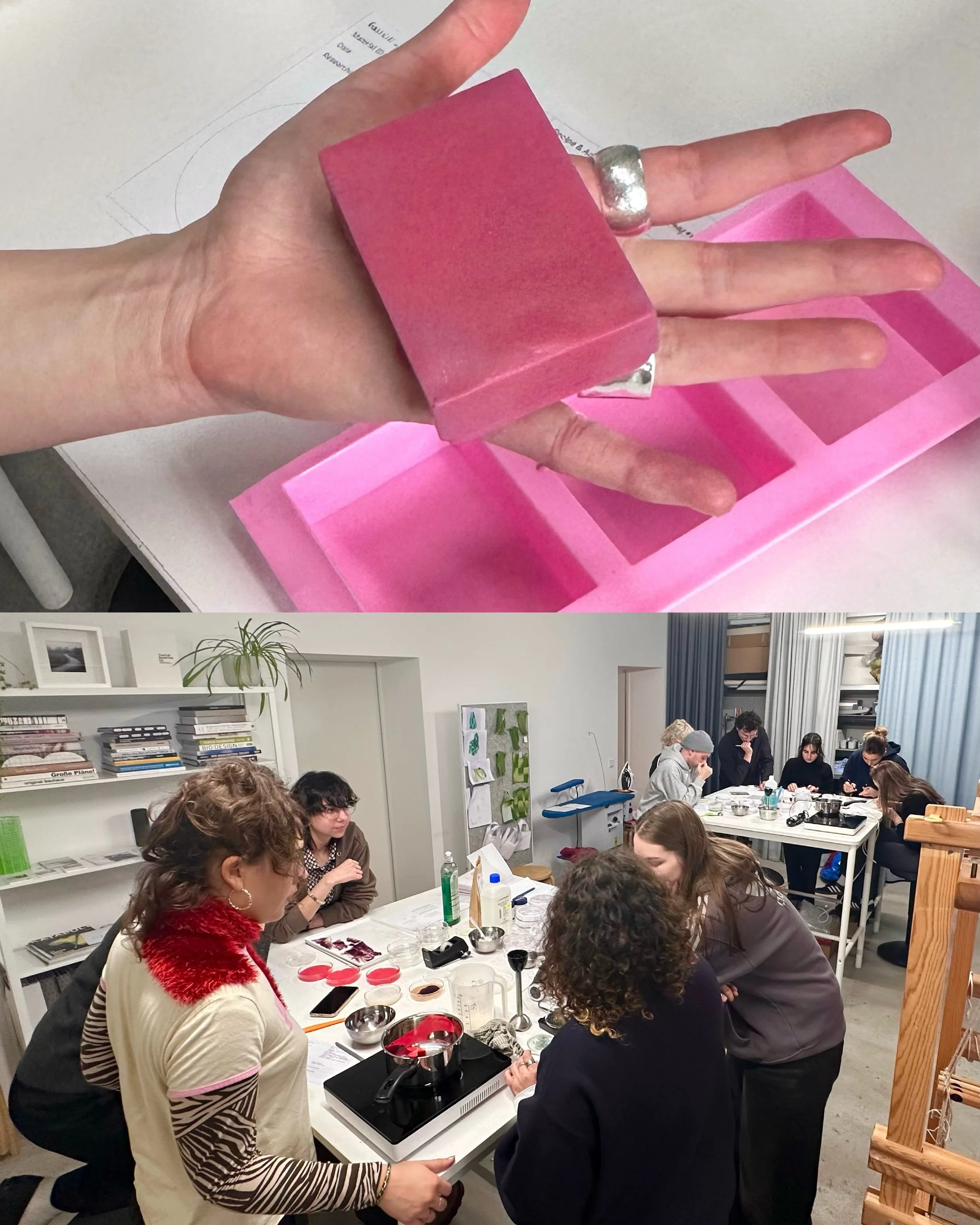 Insights from our BIOMATERIAL Workshop

During this workshop, participants got hands-on with biomaterials as a research practice, working with algae-based biopolymers like alginate, agar agar, and carrageenan. Cooking, casting, and experimenting, eve