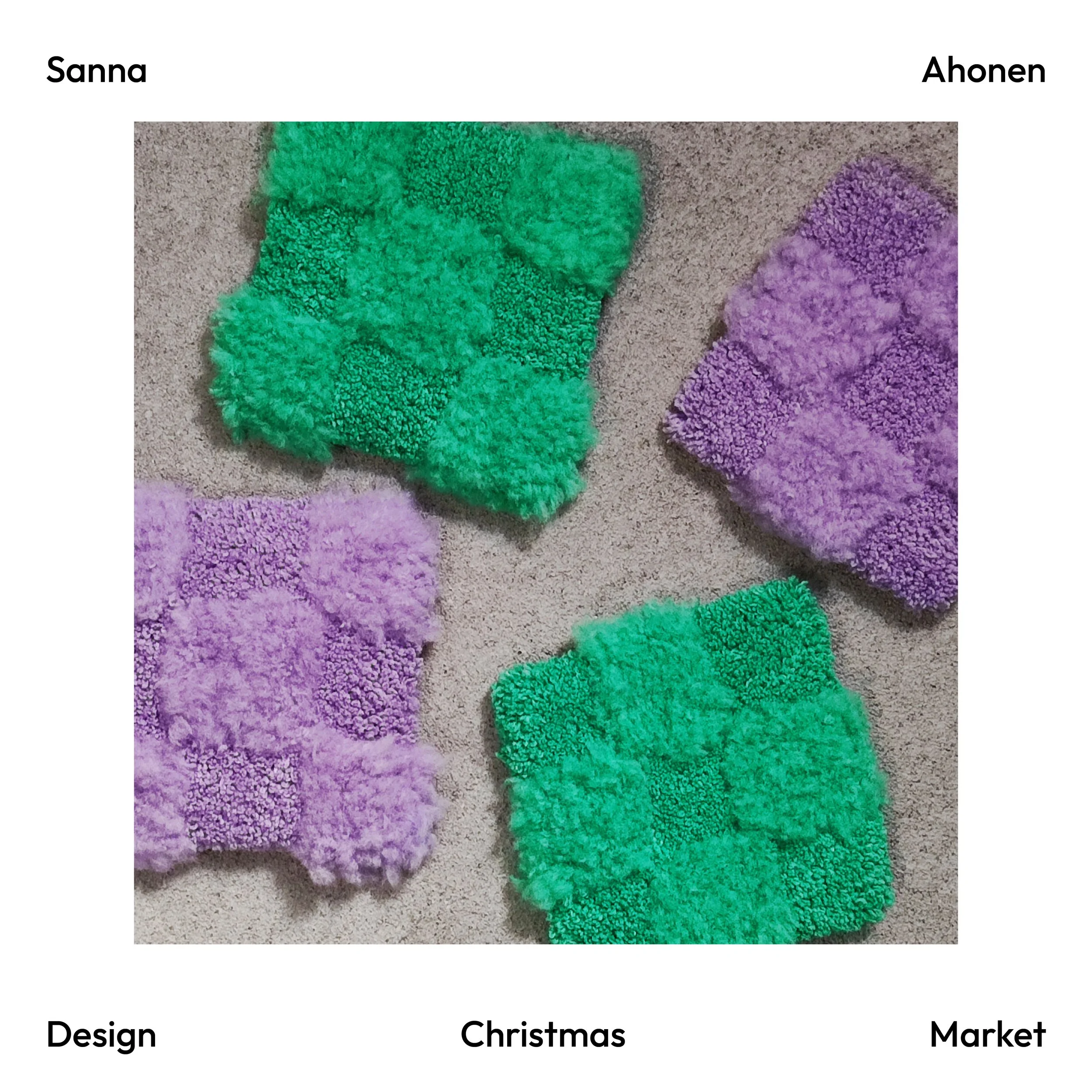 Sanna Ahonen is a versatile textile designer from Finland with a love for all things soft and fluffy. For the Christmas market, she has prepared a small collection of tufted objects, both wall-hanging pieces as well as soft vases.