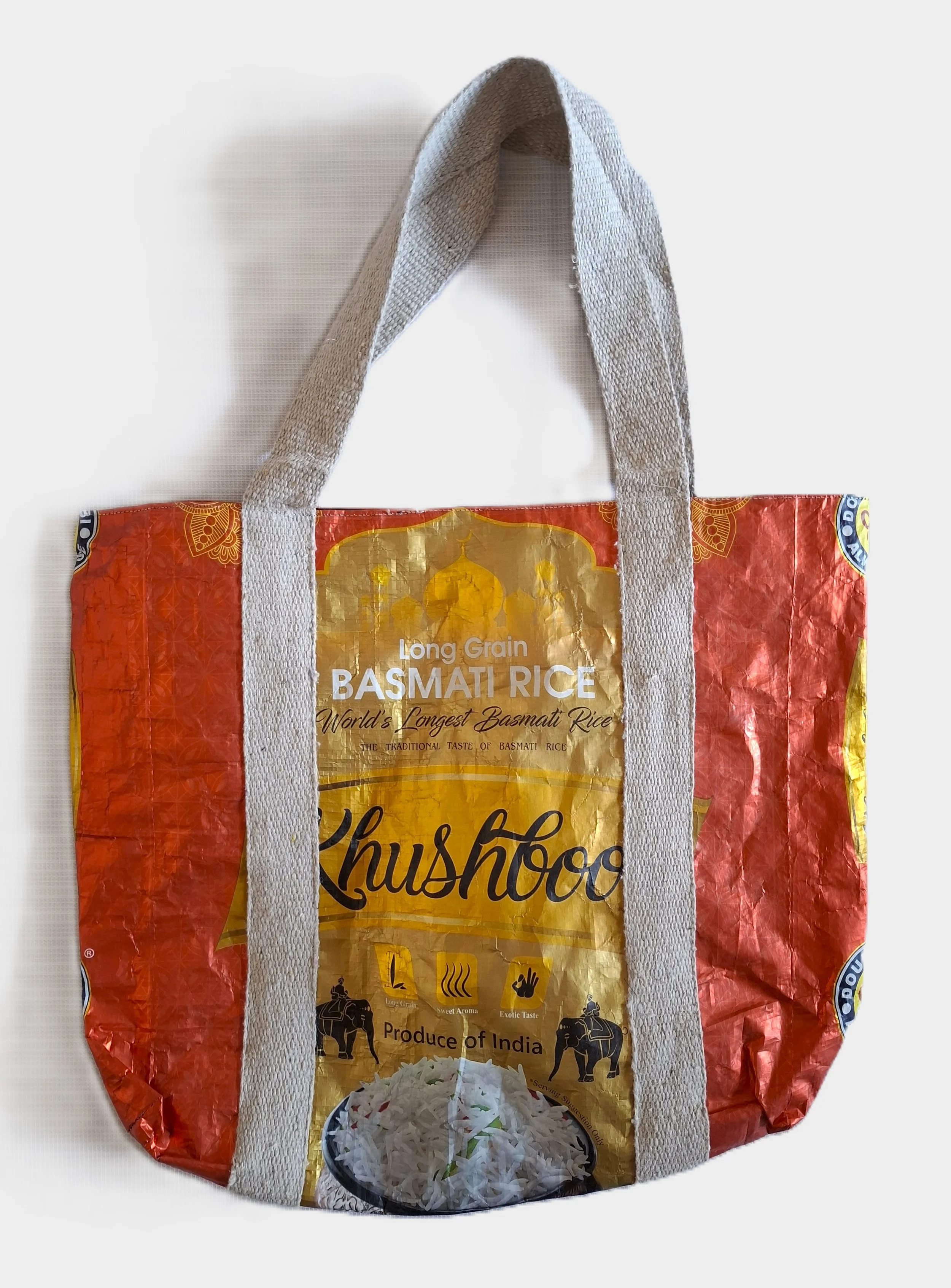 Tote bag made from ricebag