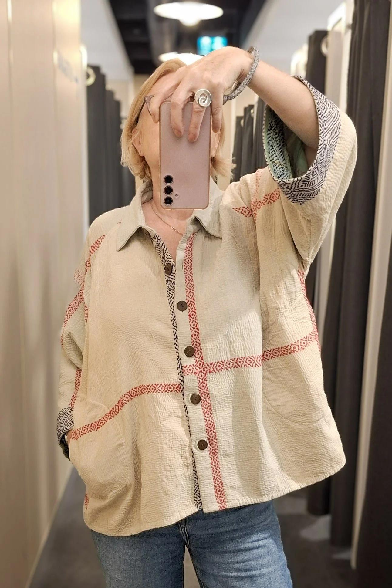 Reversible Kantha Barn Jacket made from a handmade vintage quilted cotton blanket