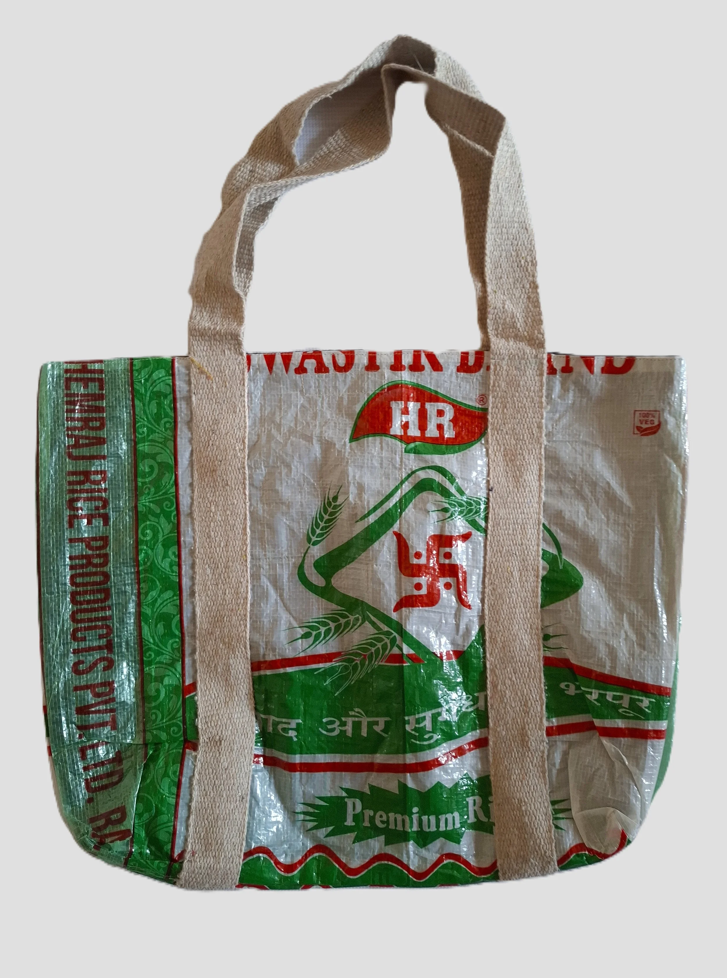 Tote bag made from ricebag