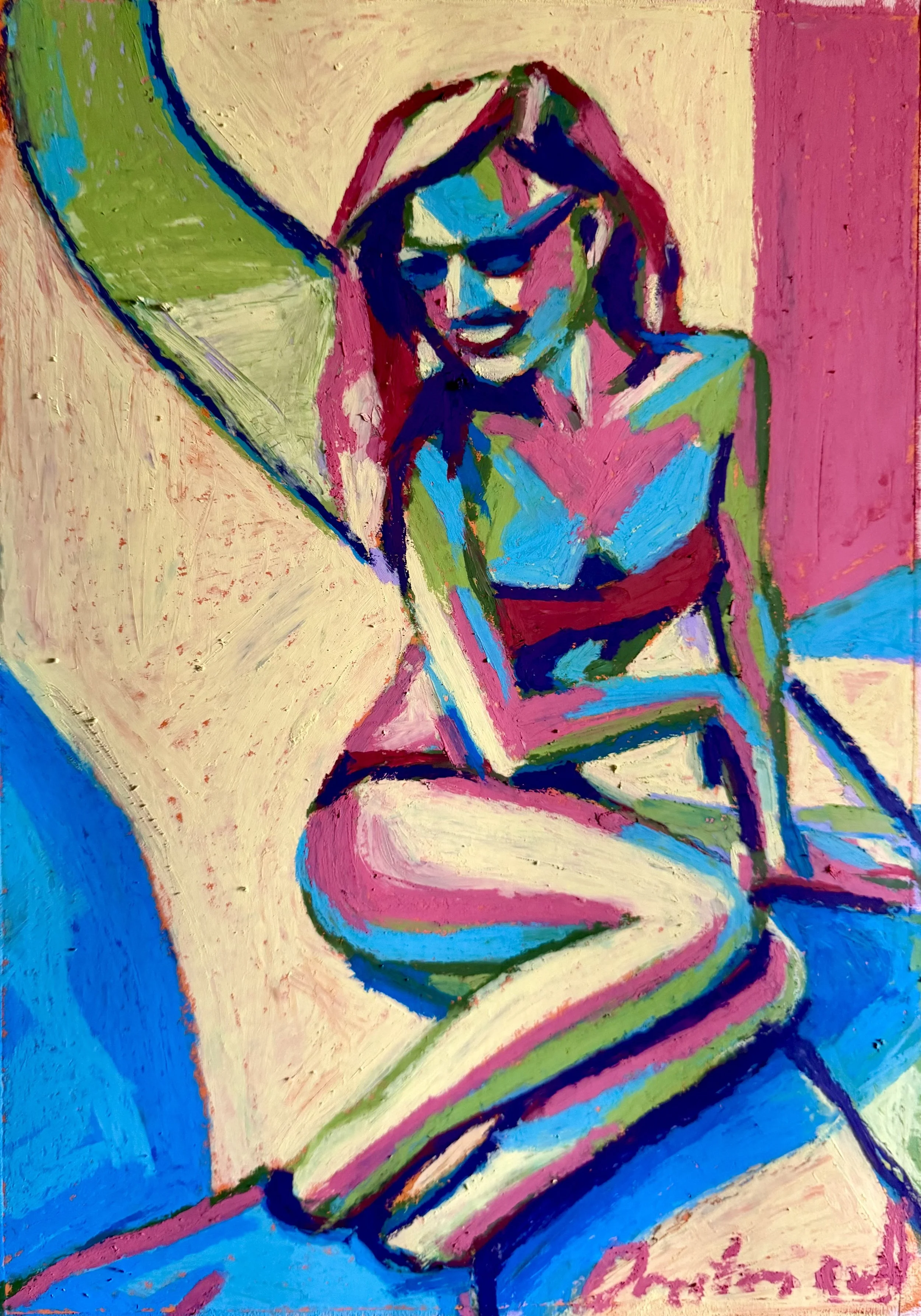 Mermaid by the pool, 2025
Oil pastel on color paper
16 1/2 × 11 4/5 in | 42 × 30 cm
Unique work
Includes a Certificate of Authenticity
US$500