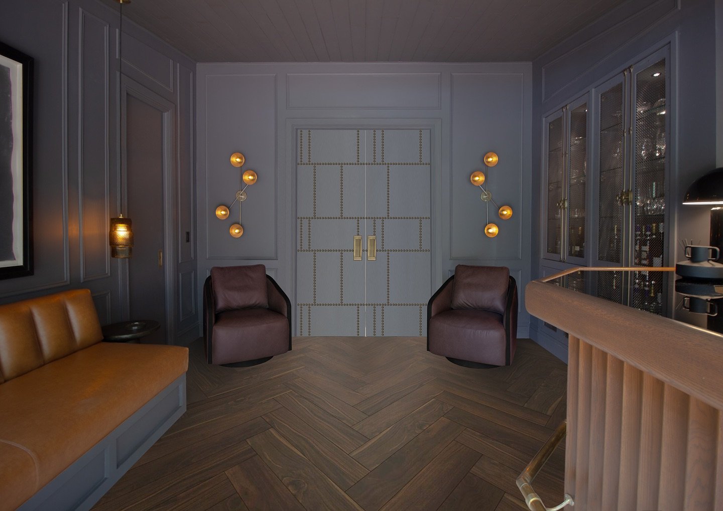 From cluttered and dated to tailored and sophisticated.

This transformation is a study in balance: bold materials and finishes, softened lines and edges, layers creating depth, illusion, and mystery. 

The custom leather banquette grounds the space,