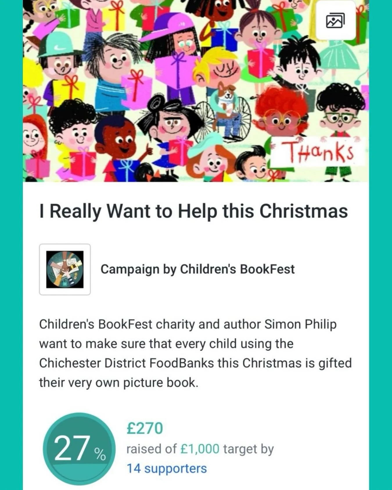 Thank you to everyone who has donated to our Christmas appeal so far. Please help us reach out target and enable Children&rsquo;s BookFest to give more and more books to children visiting the 5 foodbanks we support by donating just &pound;5.

🌟 Dona