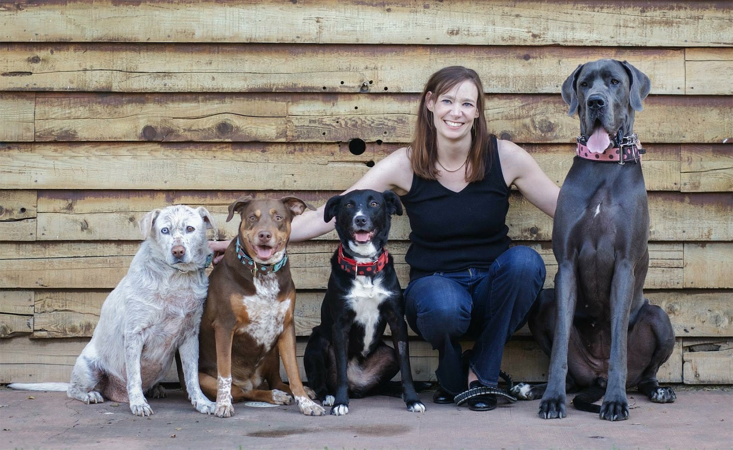 Elle Mathey with her dog family