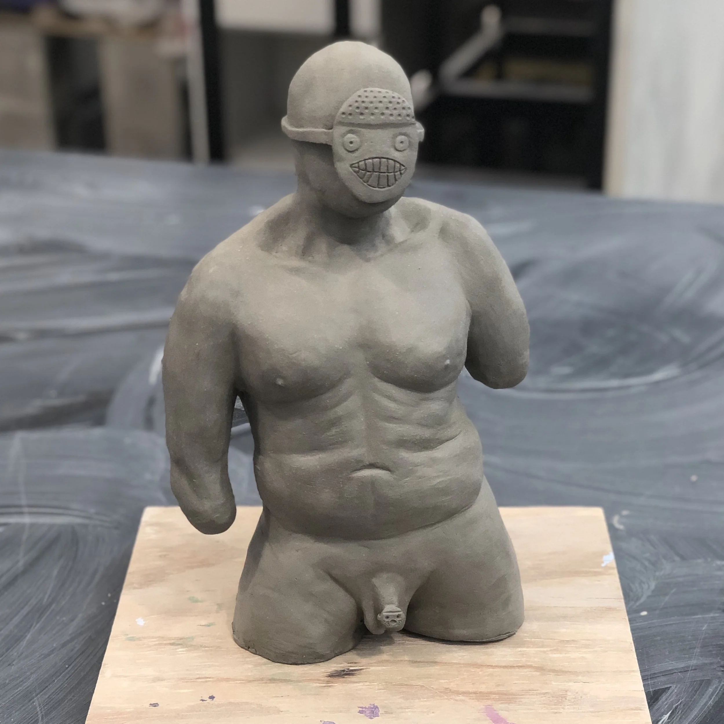 dick mask, 2018, clay (unfired)